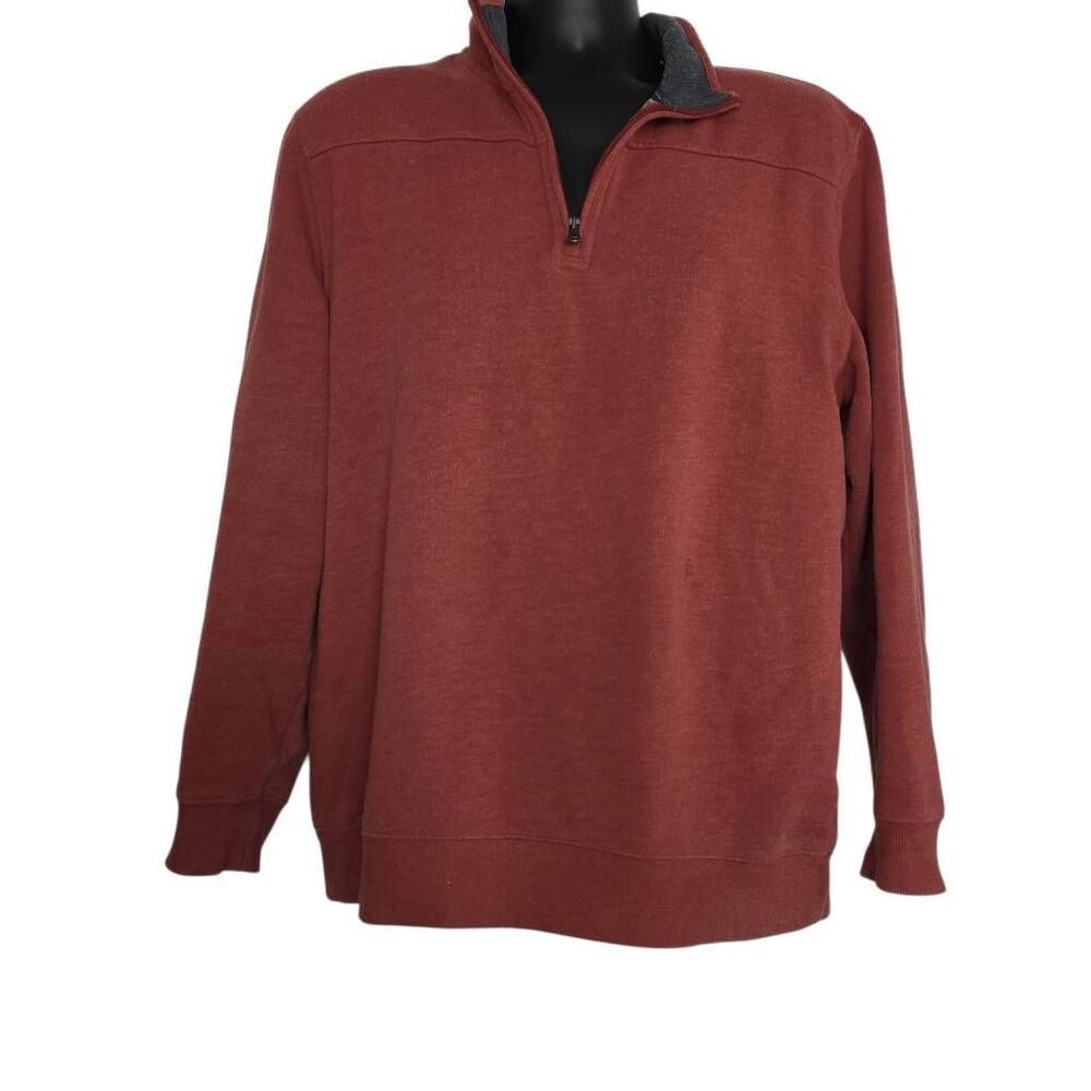 Arrow Men's Size Large Orange 1/4 Zip Pullover Fleece Lined Sweatshirt